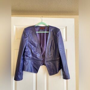Purple Zipper Leather Jacket size L NWT